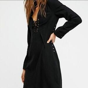 Free People El Dorado Black Denim Dress